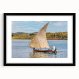 Colorful abstract art print of Madagascar scenery in vibrant hues on a large framed canvas, ideal for living room decor.