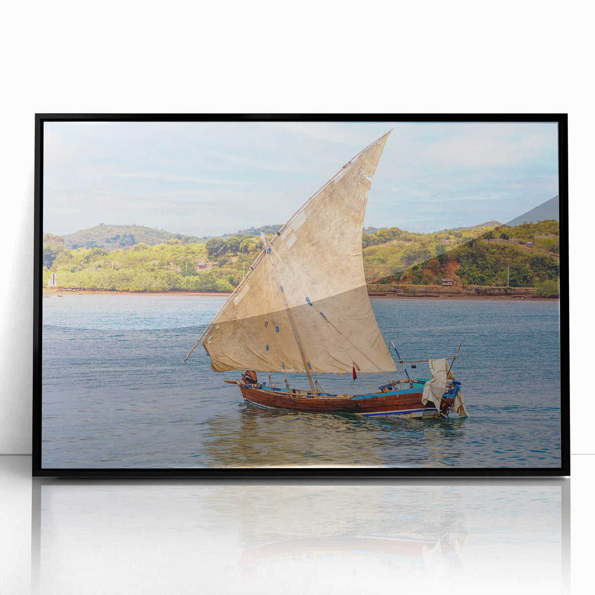 Large abstract wall art depicting a Madagascar scenery in muted earth tones on a framed acrylic.