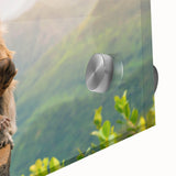 Large abstract wall art featuring a Mauritius landscape in mid-century modernist style on acrylic glass.