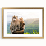 Textured abstract art print of a scenic Mauritius landscape in muted earth tones, framed in gold, suitable for bedroom art.