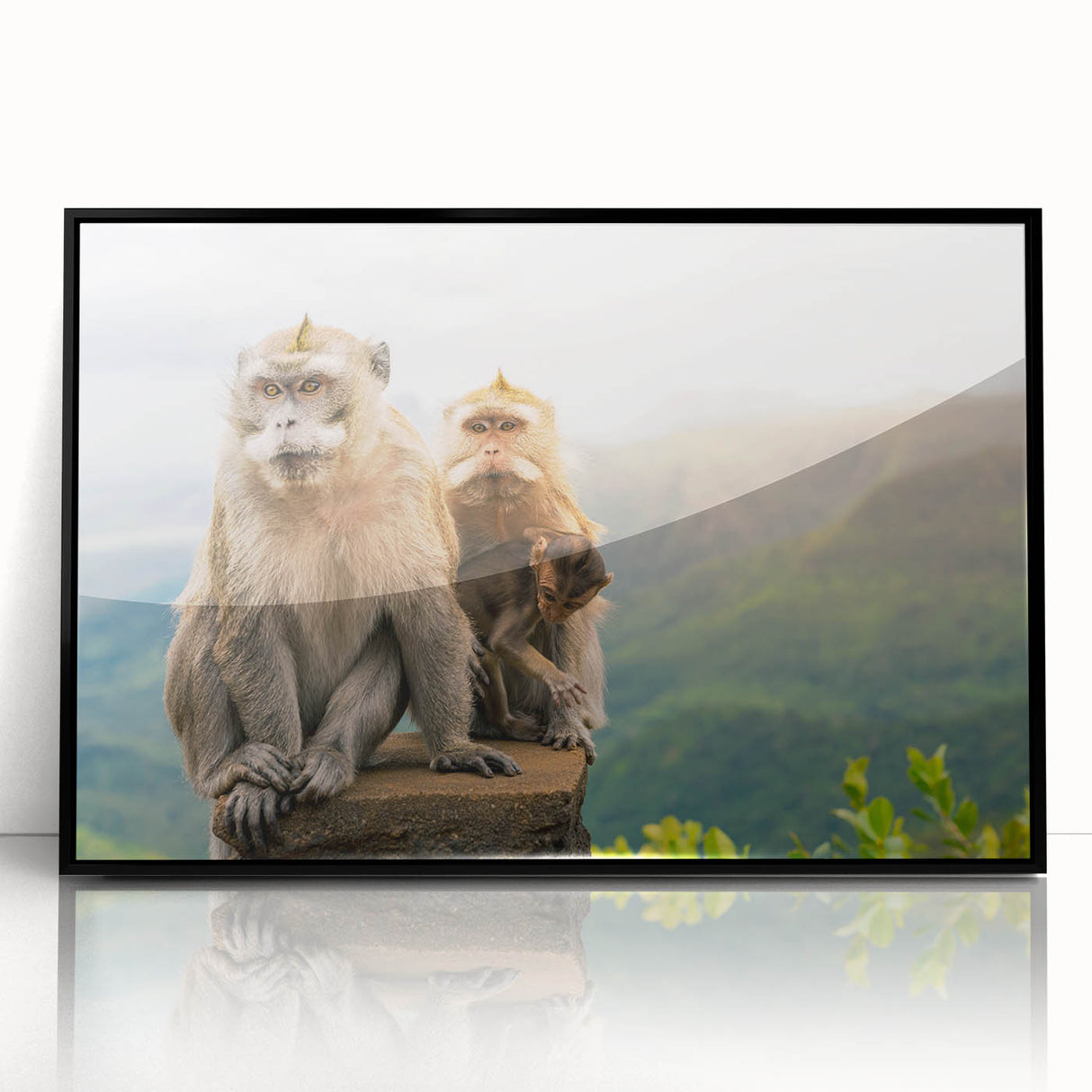 Large abstract wall art depicting a Mauritian landscape in muted earth tones on a framed acrylic.