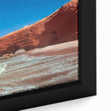 Extra large framed canvas featuring a textured depiction of a Moroccan landscape in vibrant, colorful art tones.