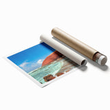 Extra large rolled print featuring a Moroccan scenery with vibrant floral elements, ideal for classy bathroom wall art.