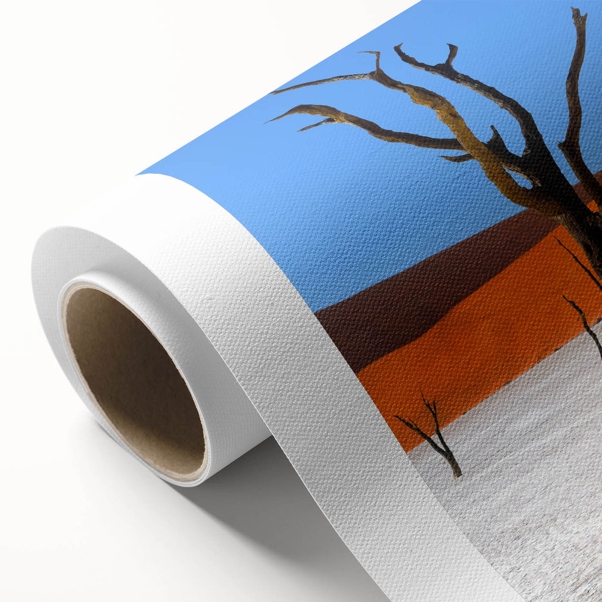 Art deco poster of African scenery with warm earth tones on rolled canvas, suitable for nursery wall art or dining room.