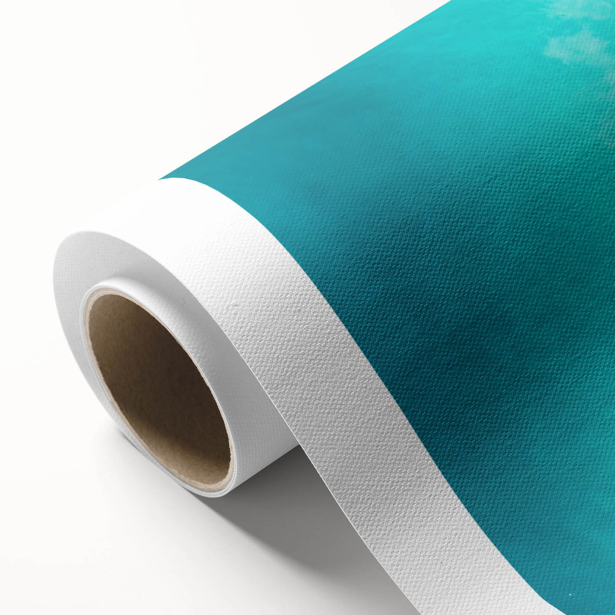 Art deco poster of Seychelles scenery on rolled canvas, featuring vibrant ocean blues and greens.