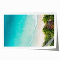 Extra large rolled print of Seychelles scenery with vibrant green and blue tones, ideal for art wall dining room.