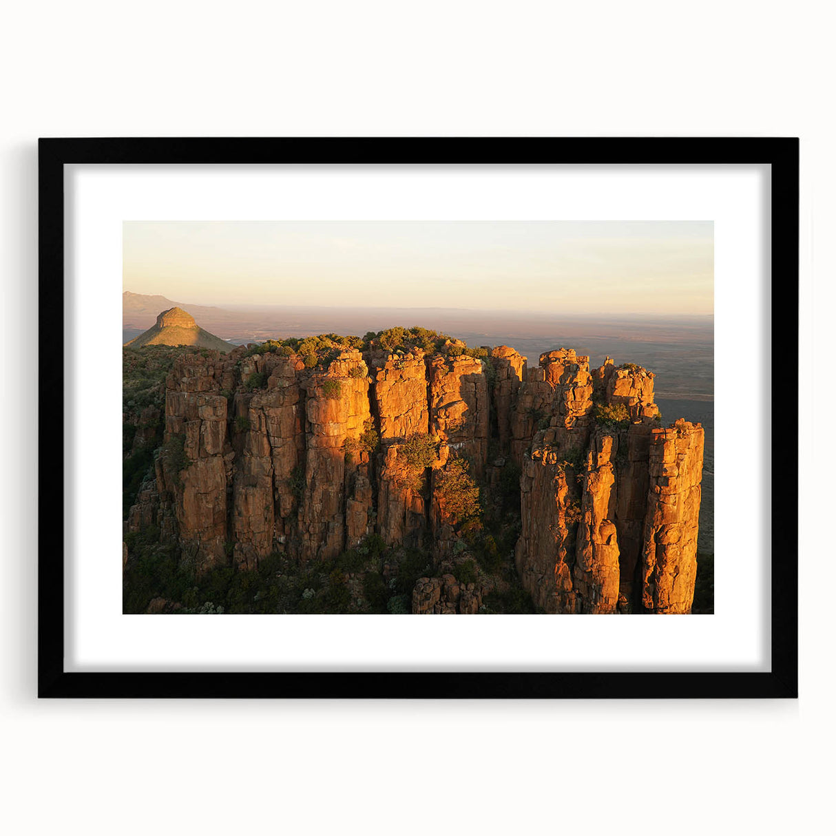 Extra large abstract art print featuring a textured, colorful African scenery on a framed canvas.