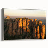 Framed canvas featuring a colorful South African landscape with vintage poster art style, ideal for living room decor.