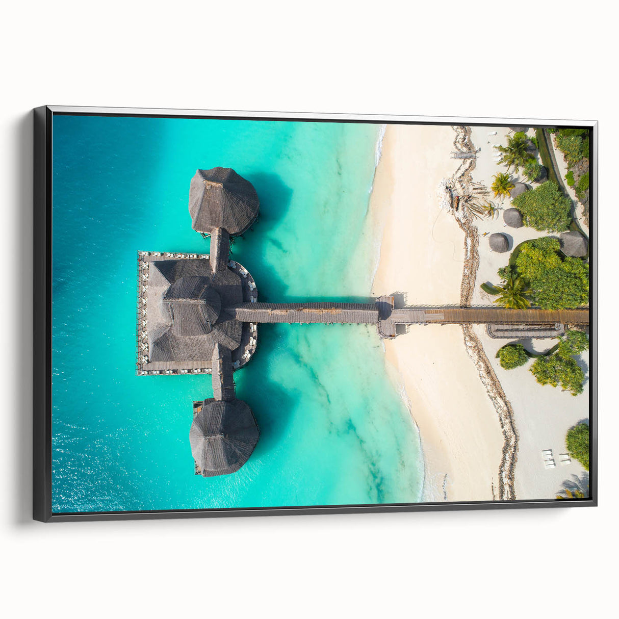 Black and white framed canvas depicting a vintage-style Tanzanian landscape, ideal for bedroom wall art.
