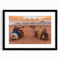 Extra large abstract art print featuring a vibrant, colorful depiction of a Tunisian landscape on a textured canvas.