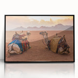 Large abstract wall art depicting a Tunisian landscape in muted earth tones on a framed acrylic.
