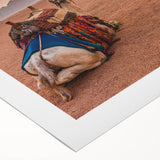 Art Deco style poster of a Tunisian landscape in earth tones on rolled canvas, ideal for dining room decor.