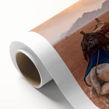 Art Deco style poster of Tunisian landscape on rolled canvas, featuring earthy tones.