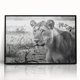 Large abstract wall art depicting African scenery in muted earth tones on a framed acrylic.