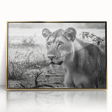 Acrylic print of a Zambian landscape, featuring muted earth tones in a mid-century modernist style.