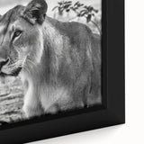 Extra large framed canvas depicting a vibrant, textured African landscape in a black wall art style.