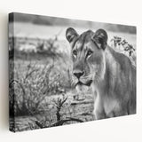 Large wall art on canvas depicting a serene African landscape in earthy tones, ideal for kitchen wall decor.