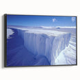 Black and white landscape art painting of Antarctica on a framed canvas, ideal for bedroom wall decor.