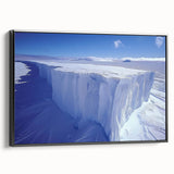 Black and white landscape art painting of Antarctica on a framed canvas, ideal for bedroom wall decor.