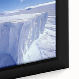 Close-up of a textured black wall art depicting Antarctic scenery on a framed canvas, ideal for living room decor.