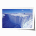 Antarctic landscape with icy mountains and clear skies on a large rolled canvas, suitable for dining room wall art.