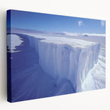 Antarctic landscape on large stretched canvas with icy blue and white tones, suitable for kitchen wall art.