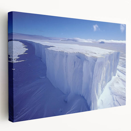 Antarctic landscape on large stretched canvas with icy blue and white tones, suitable for kitchen wall art.
