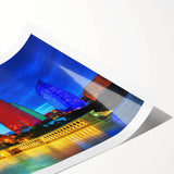 Extra large wall art featuring line art flowers in soft pastel shades on a rolled canvas.