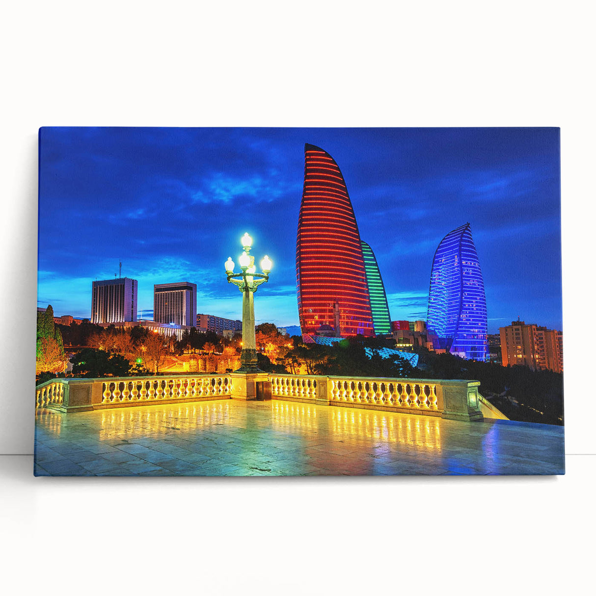 Large black and white canvas print of an Azerbaijani landscape, ideal for kitchen wall art or bedroom decor.