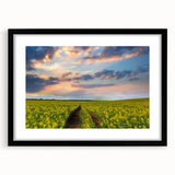 Extra large abstract art print featuring a vibrant, colorful depiction of a Bangladesh landscape on a textured canvas.