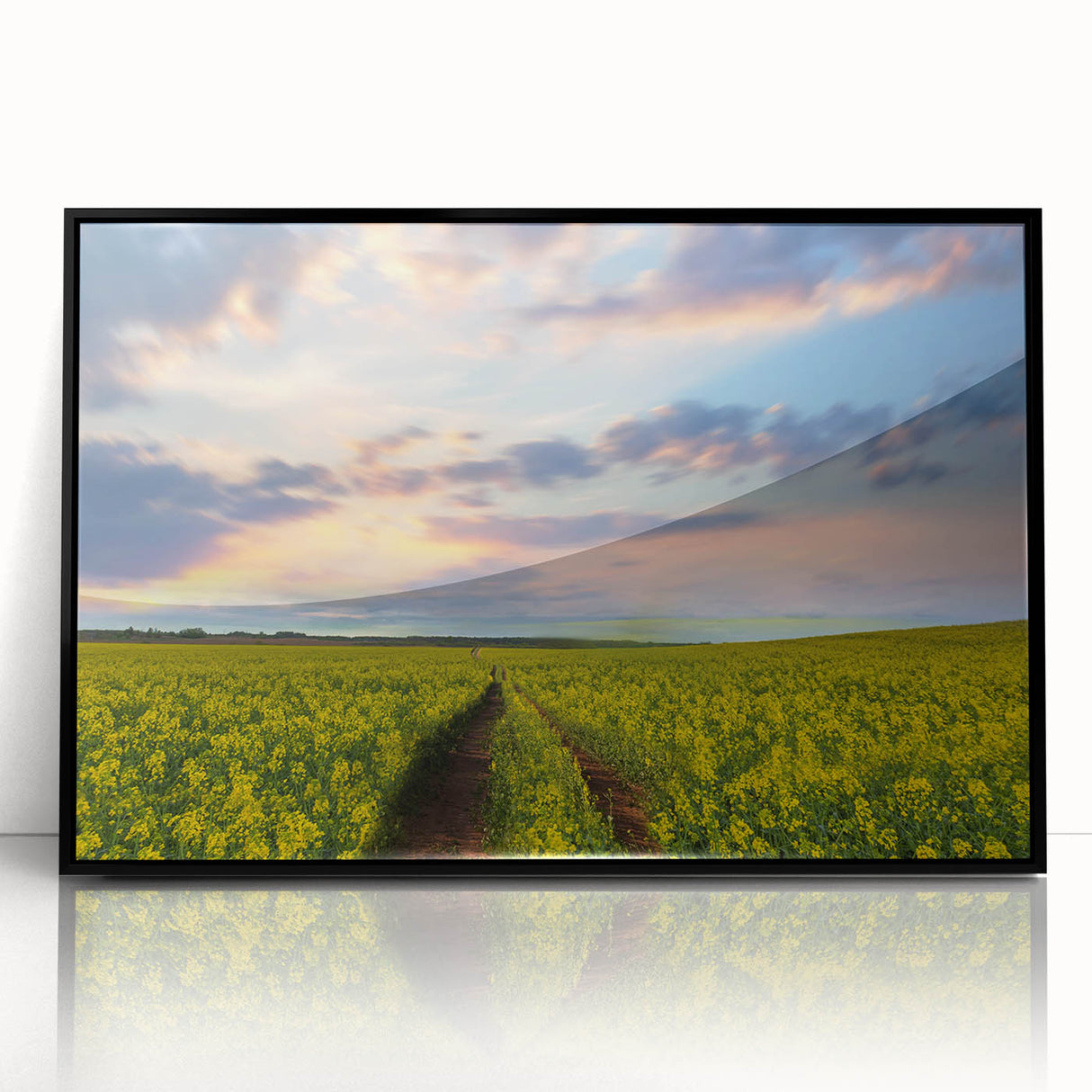 Large abstract wall art featuring a blend of vibrant colors on a framed acrylic, ideal for modern living room decor.