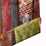 Large abstract wall art depicting Bhutan scenery in muted earth tones on acrylic glass, ideal for dining room ambiance.