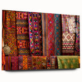 Large abstract wall art of Bhutan scenery in muted earth tones on acrylic glass, ideal for bedroom or dining room decor.