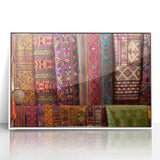 Art deco poster of Bhutan scenery in muted colors, acrylic framed, suitable for modern nursery decor.