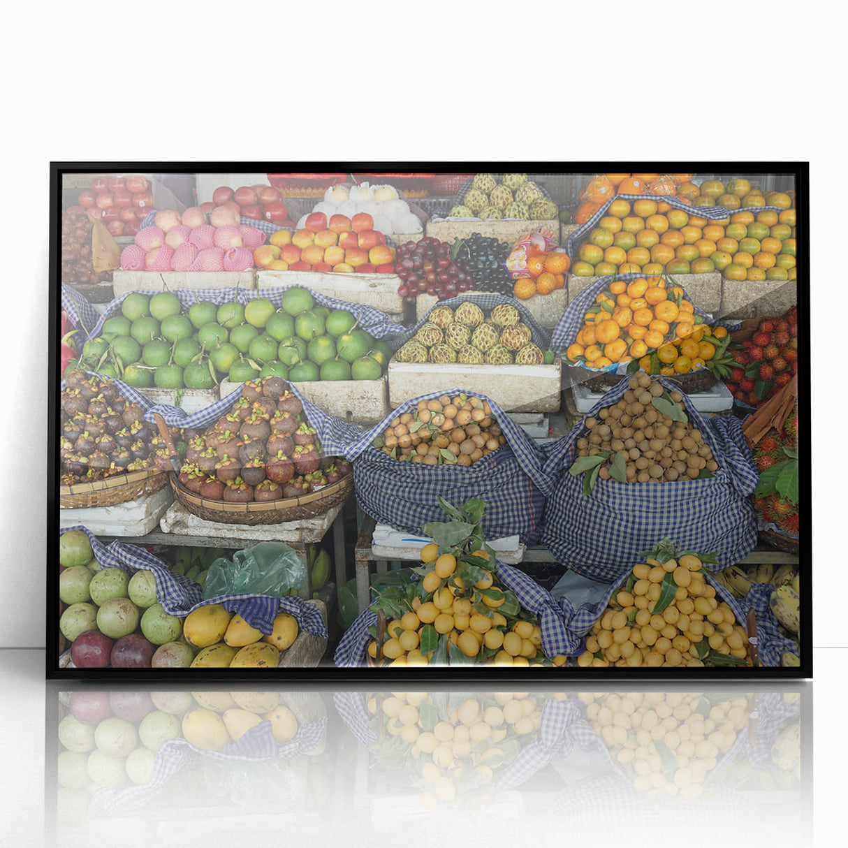 Large abstract wall art depicting a Cambodian landscape in muted earth tones on a framed acrylic.