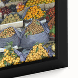 Extra large framed canvas featuring a textured depiction of a Cambodian landscape in black with colorful accents.