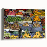 Framed canvas depicting a vintage-style Cambodian landscape in colorful tones.