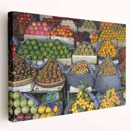 Large art depicting a serene Cambodian landscape on stretched canvas, in muted earth tones, suitable for kitchen wall art.