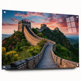 Acrylic print of the Great Wall of China in muted earth tones, suitable for dining room decor.