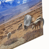 Large abstract wall art depicting the Tibetan landscape in muted earth tones on acrylic glass.
