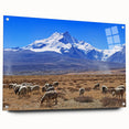 Acrylic print of a Tibetan landscape in muted earth tones, ideal for dining room or bedroom wall art.
