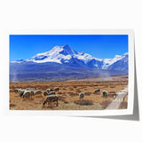 Rolled print of a Tibetan landscape in muted earth tones, ideal for art wall dining room.