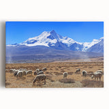 Black and white stretched canvas of Tibet scenery, ideal for kitchen wall art.