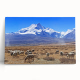 Black and white stretched canvas of Tibetan landscape, ideal for kitchen wall art or bedroom ambiance.