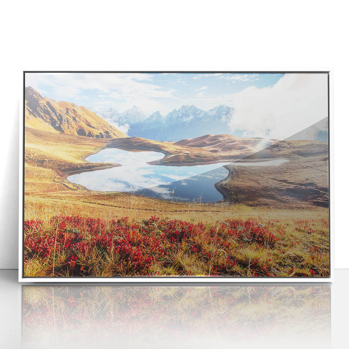 Art deco poster featuring a serene Georgia landscape in muted greens and blues on framed acrylic, ideal for nursery wall art.