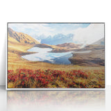 Art deco poster featuring a serene Georgia landscape in muted greens and blues on framed acrylic, ideal for nursery wall art.