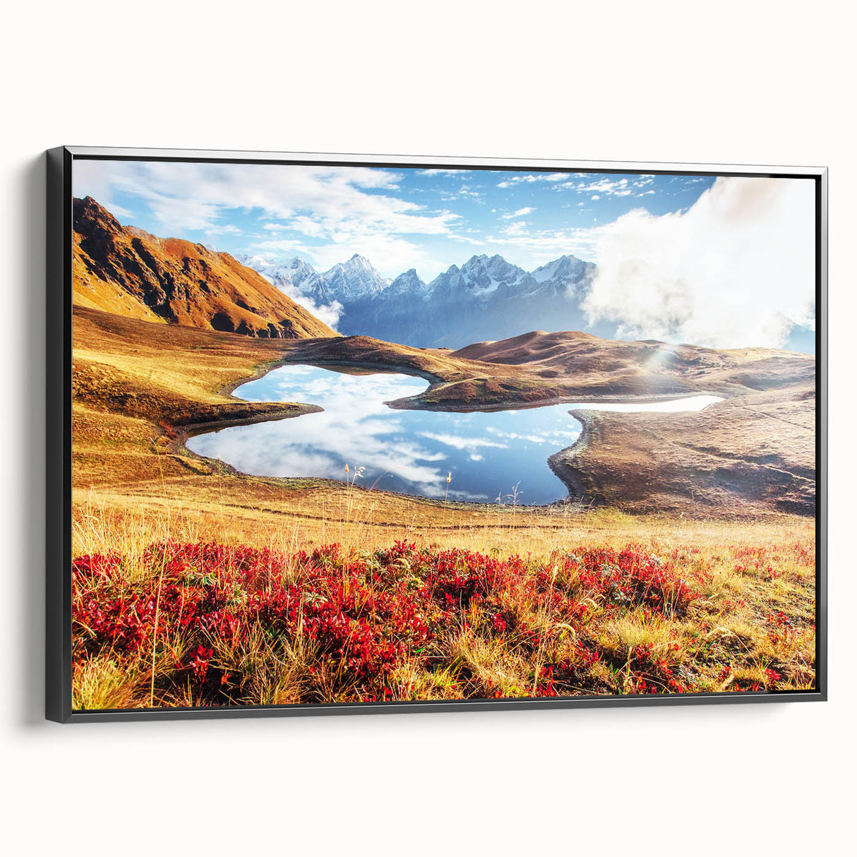 Black and white framed canvas of a Georgian landscape, ideal for bedroom wall art.