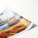 Extra large rolled print featuring line art flowers in muted earth tones, ideal for large living room wall art.