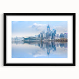 Abstract art print of Hong Kong skyline in vibrant colors on a large, textured canvas, ideal for living room decor.
