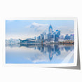 Art deco poster of Hong Kong skyline in muted gold and black tones, rolled print, ideal for dining room wall art.